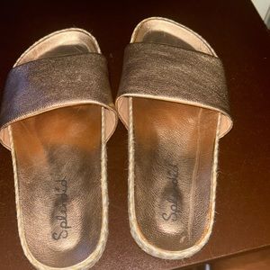 Women’s Leather Metallic Gold slides